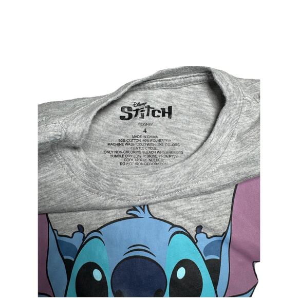 Disney Lilo & Stitch Halloween Short Sleeve Shirt Size 4 Kids Stitch Skeleton - Picture 2 of 6
